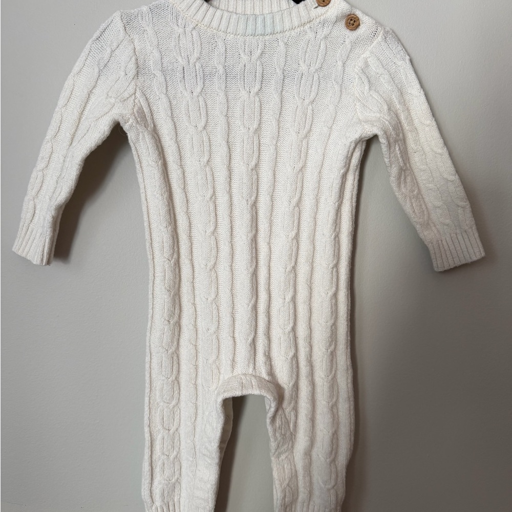 Old Navy Baby Cable Knit Sweater Romper 3-6M | Cream One Piece